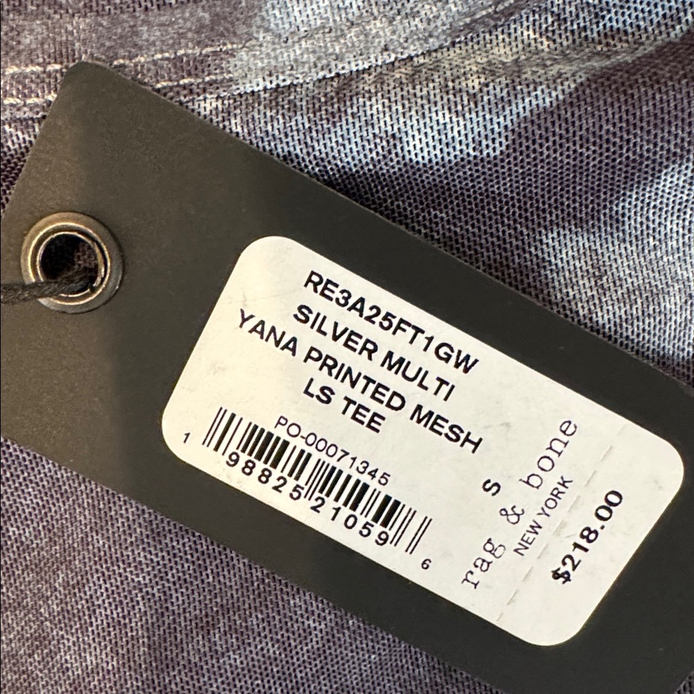 PRICE FIRM NWT rag & bone Yana Printed Mesh LS Tee Patterned Tee Size SP - Picture 9 of 12